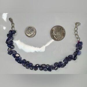Iolite Gemstone Bracelet • Faceted Blue Stones • Adjustable 7.5–9”